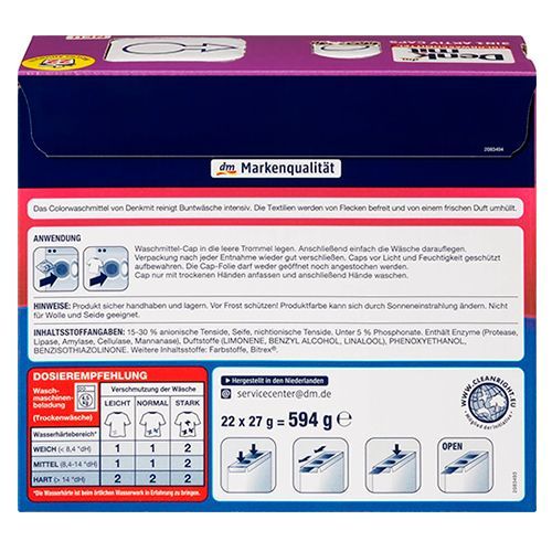 Капсулы для стирки цветных тканей DenkMit 3in1 Aktiv Color 22 шт